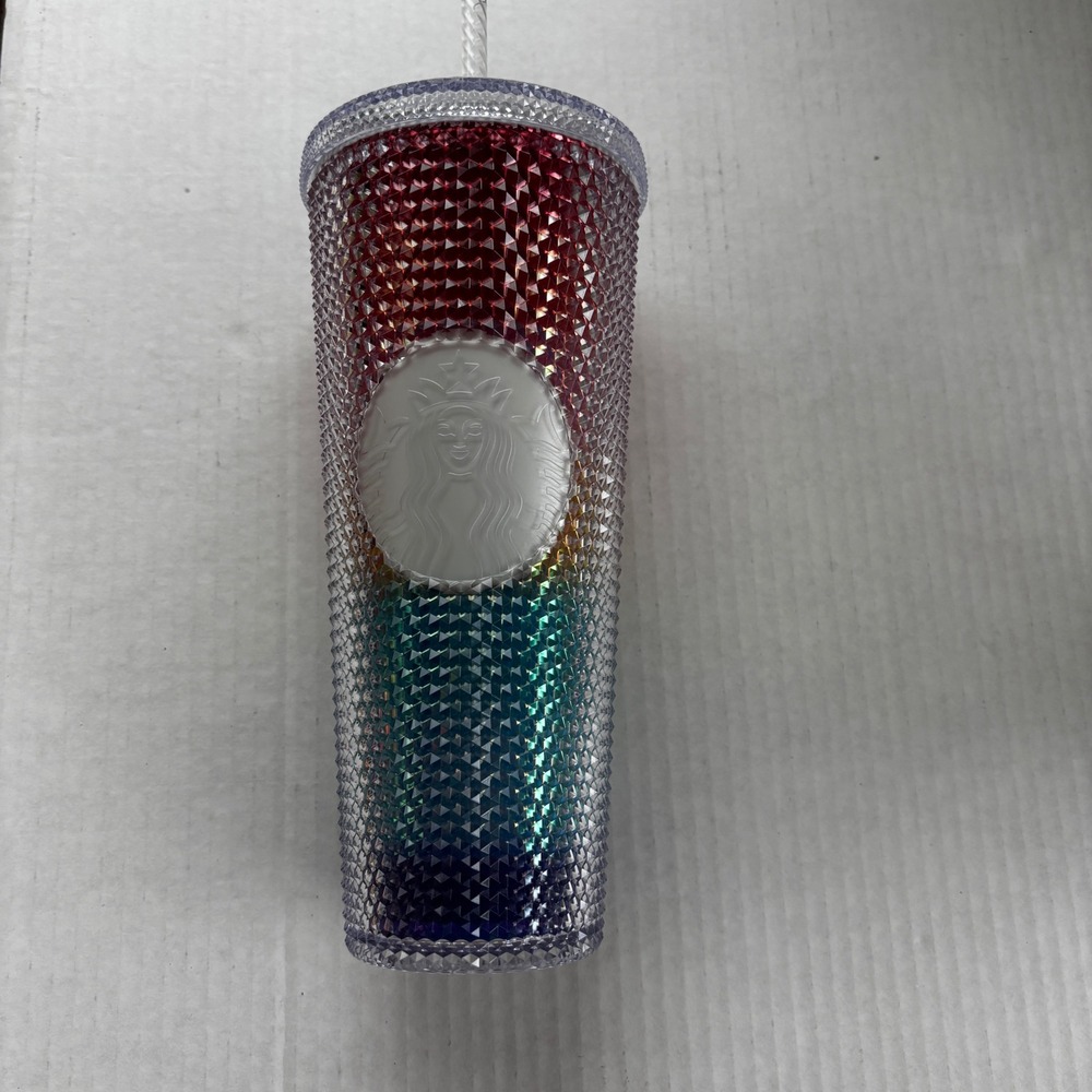 Starbucks Rainbow Studded Venti Tumbler 24oz Ombre Grid Cold Cup